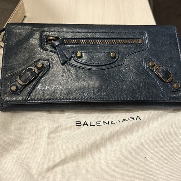 Balenciaga Navy Blue Leather Wallet With Dustbag - Picture 2 of 12
